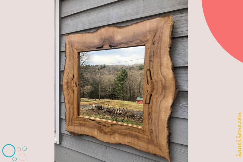 آینه دکوراتیو با قاب چوبی طبیعی
